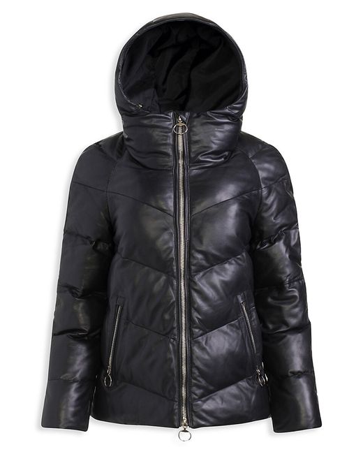 Wolfie Furs Leather Down Puffer Jacket