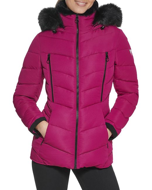 Guess Faux Fur Lined Hooded Puffer Jacket