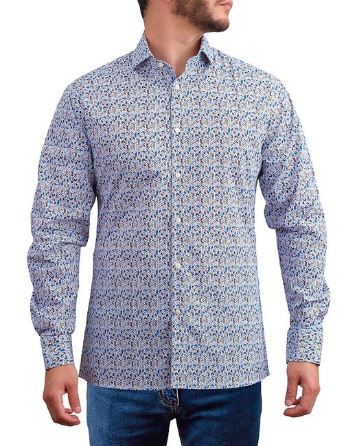 Saryans Arthur Modern Fit Geometric Print Shirt