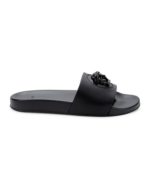 Versace Logo Leather Slides 41 8 Sandals