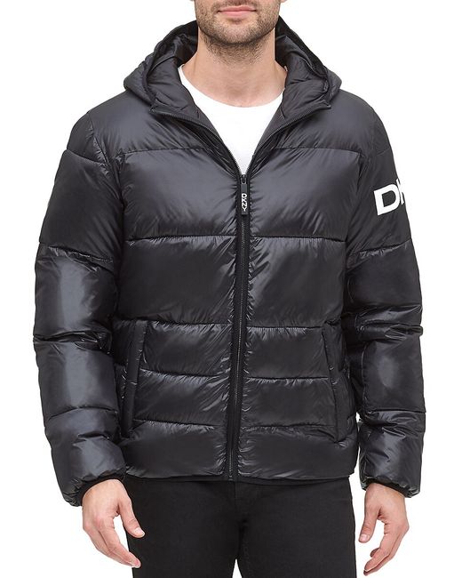 Dkny Classic Fit Logo Hooded Puffer Jacket