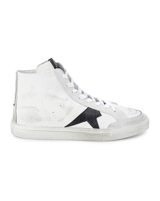 John Richmond Embossed Leather High Top Sneakers