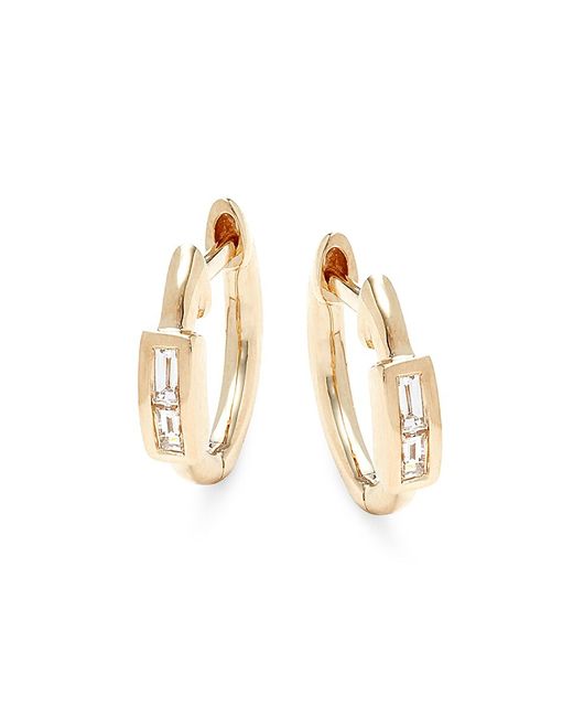 Saks Fifth Avenue 14K 0.10 TCW Diamond Baguette Huggie Earrings