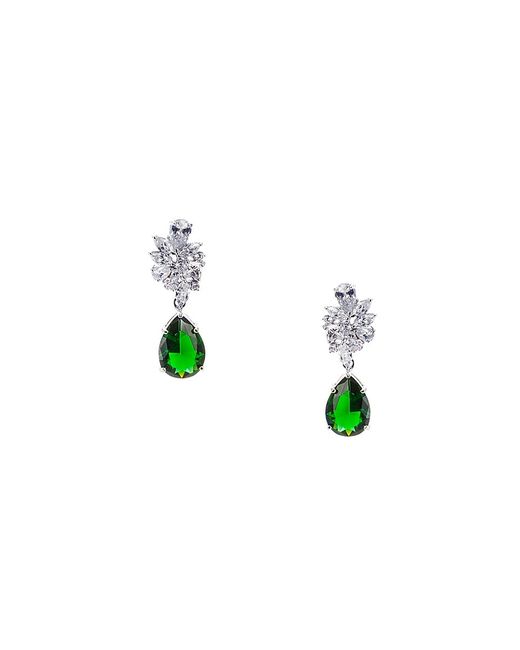 CZ by Kenneth Jay Lane Look Of Real Rhodium Plated Cubic Zirconia Drop Earrings