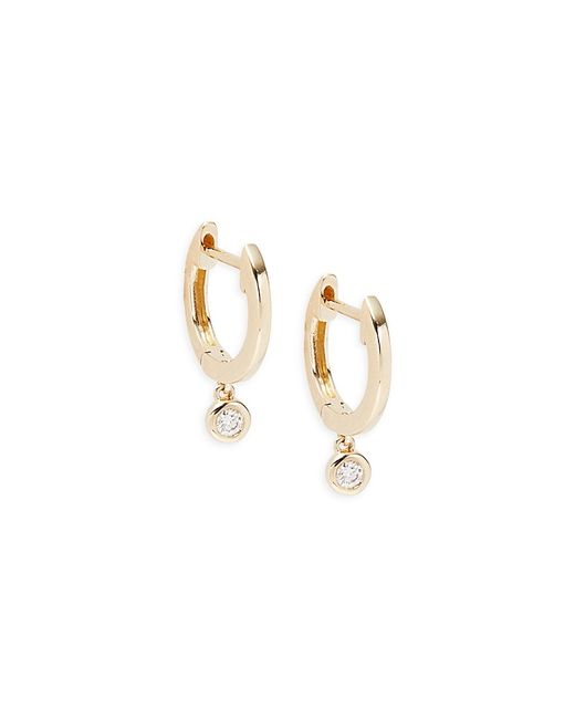 Saks Fifth Avenue 14K 0.07 TCW Diamond Huggie Hoop Earrings