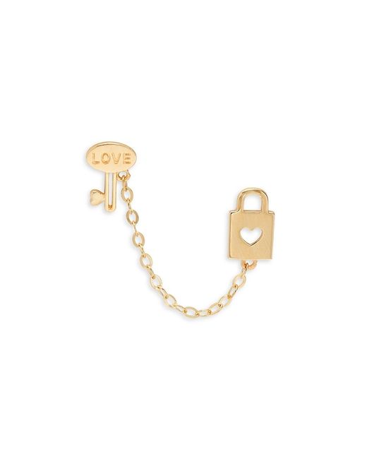 Saks Fifth Avenue 14K Lock Key Single Double Piercing Earring