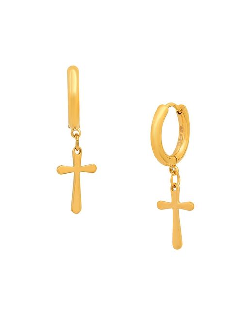 Anthony Jacobs Stainless Steel Cross Drop Earrings