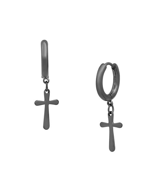 Anthony Jacobs Stainless Steel Cross Drop Earrings