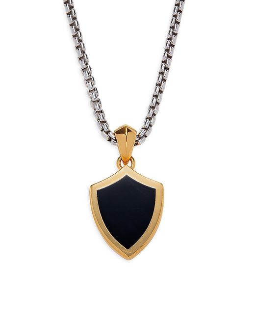 Effy 18K Yellow Goldplated Sterling Agate Sheild Pendant Necklace