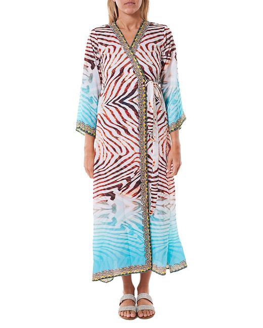 Ranee's Zebra Print Wrap Swim Cover Up Dress