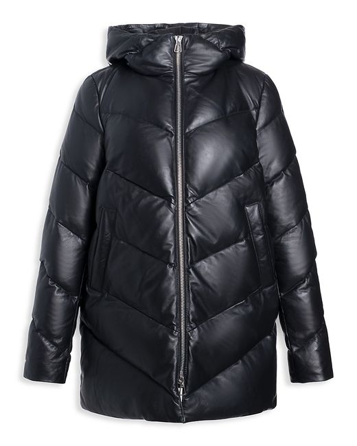 Wolfie Furs Leather Quilted Puffer Jacket
