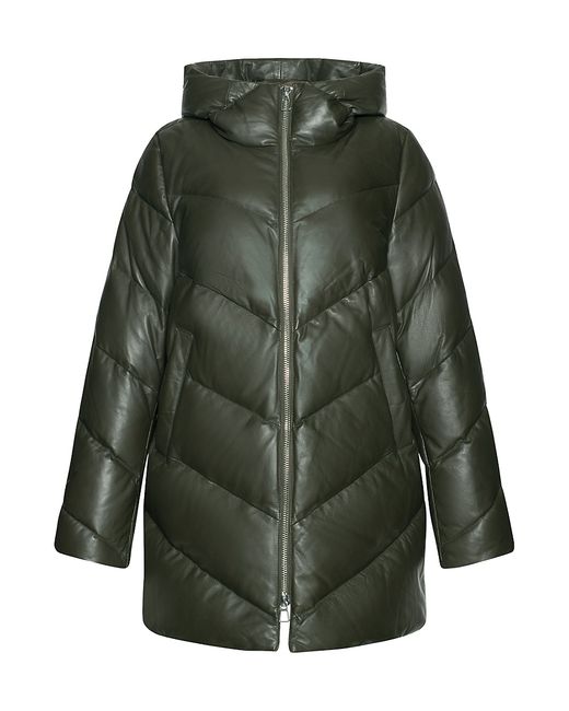 Wolfie Furs Leather Quilted Puffer Jacket