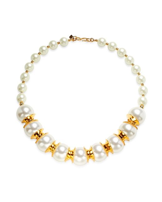 Kenneth Jay Lane Goldplated Cap Glass Pearl Necklace/20