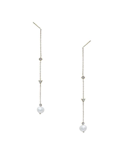 Anzie 14K 6MM Freshwater Pearl Diamond Drop Earrings