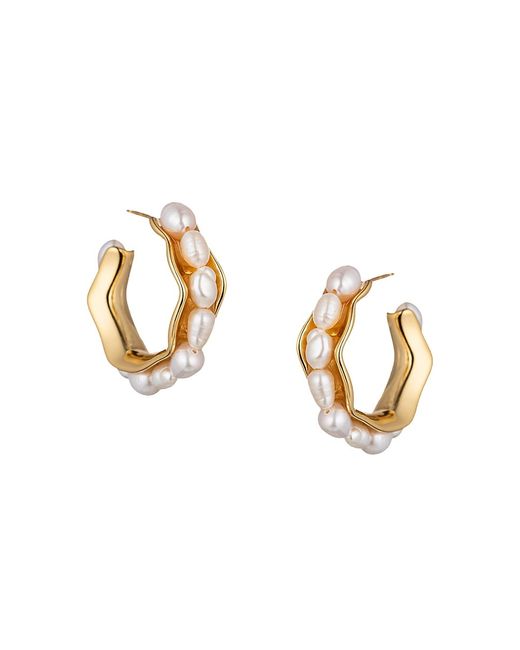 Eye Candy LA Luxe Isabella 18K Goldplated Shell Pearl Huggie Earrings