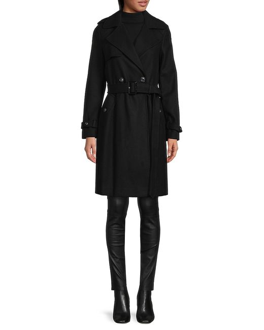 Dkny Wool Blend Double Breasted Trench Coat