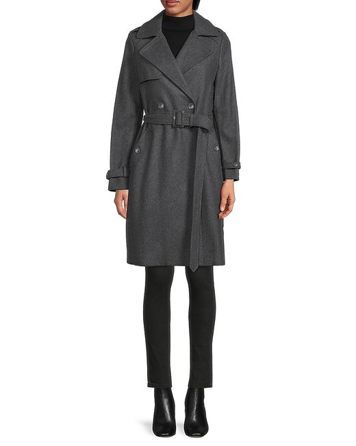 Dkny Wool Blend Double Breasted Trench Coat