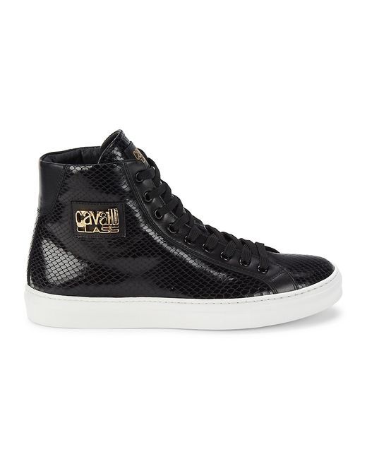 Cavalli Class by Roberto Cavalli Snakeskin Embossed Leather High Top Sneakers