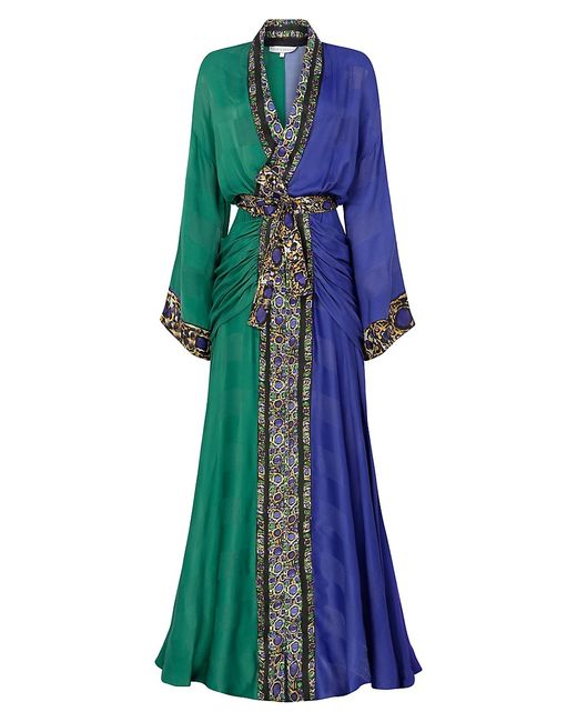 Raisavanessa The Lake House Bicolor Satin Maxi Robe Dress 44 12