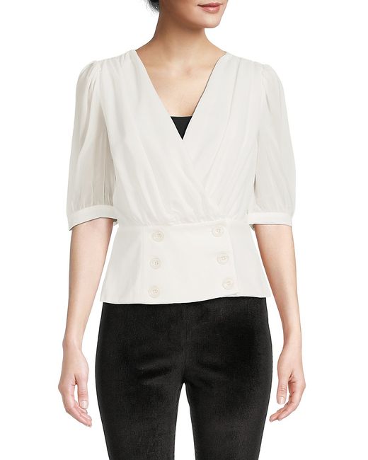 Patrizia Luca Puff Sleeve Double Breasted Blouse