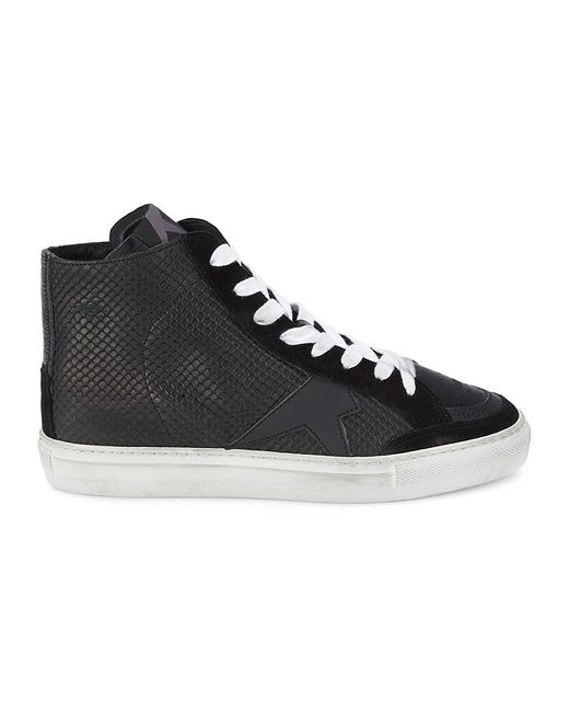 John Richmond Embossed Leather Suede High Top Sneakers