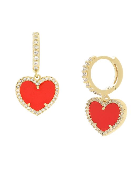 Jan-Kou Heart 14K Goldplated Cubic Zirconia Drop Earrings
