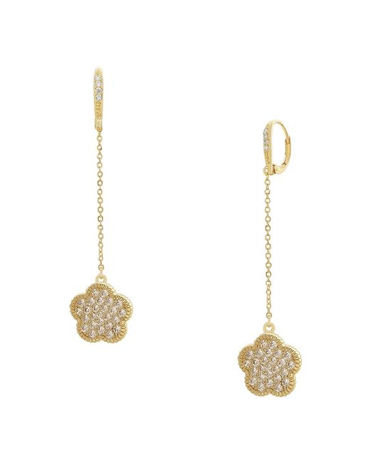Jan-Kou Flower 14K Goldplated Cubic Zirconia Drop Earrings