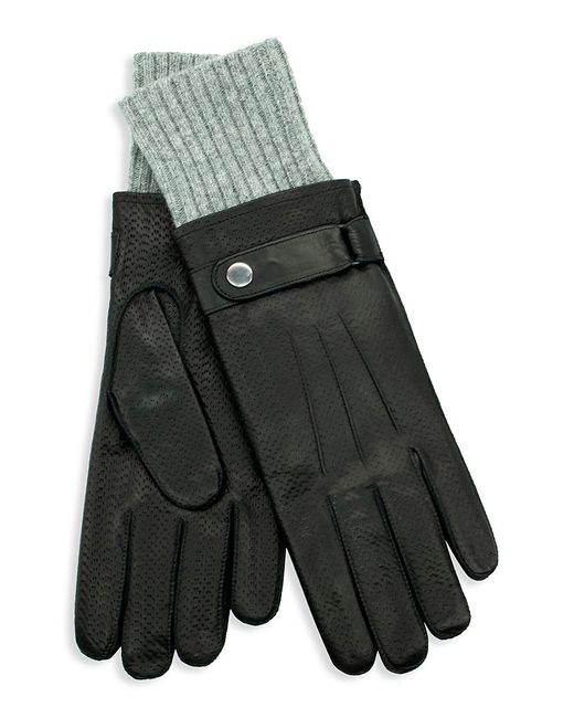 Portolano Ribbed-Cuff Wool Leather Gloves