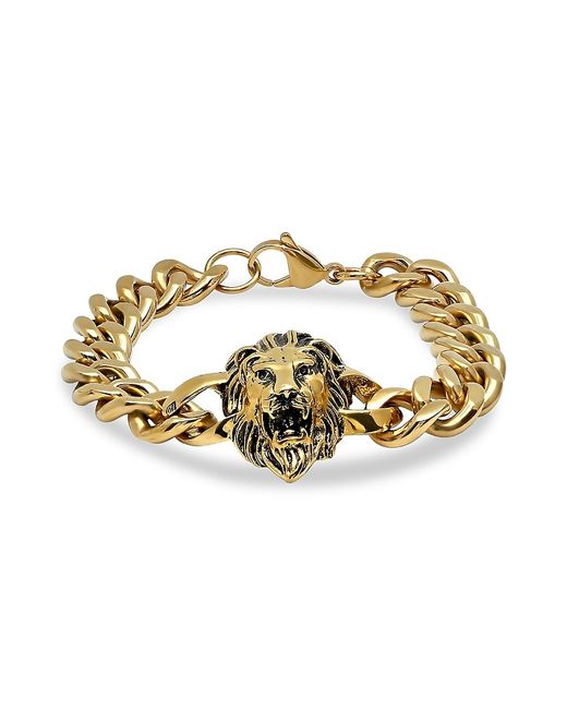 Anthony Jacobs Stainless Steel Lion Head Chain Link Bracelet