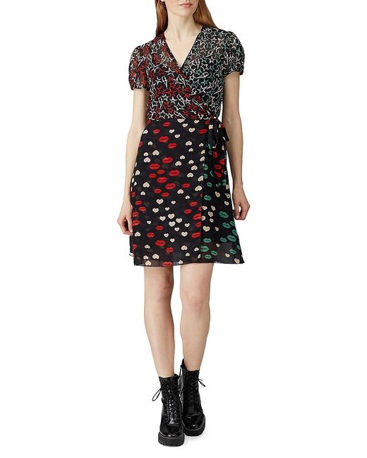 Anna Sui Silk Mixed Print Wrap Dress