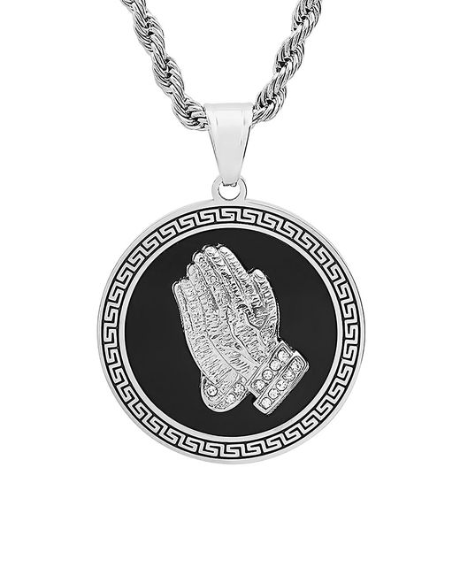 Anthony Jacobs Stainless Steel Prayer Pendant Necklace