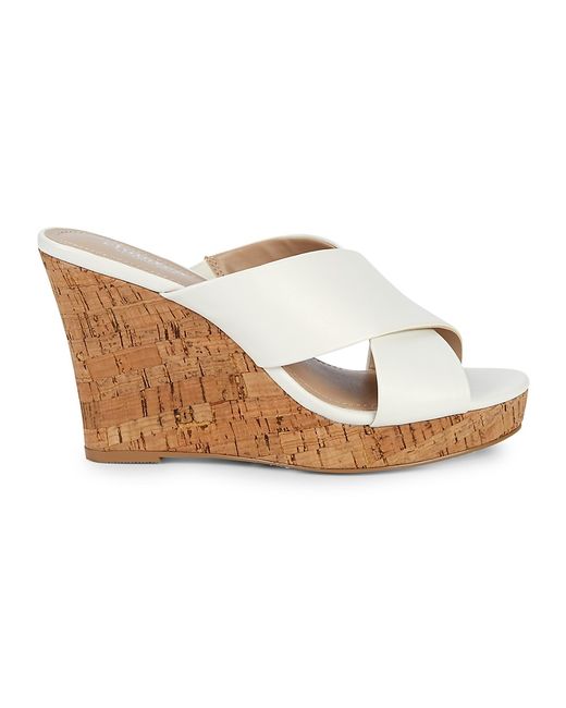 Charles by Charles David Latrice Cross Leather Wedge Sandals