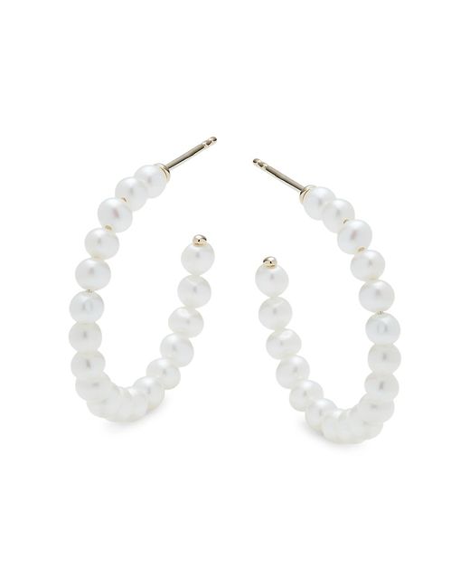 Saks Fifth Avenue 14K 4MM Round Cultured Pearl Half Hoop Earrings