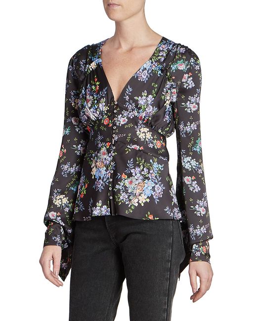 Paco Rabanne Floral Layered Cuff Blouse 36 4