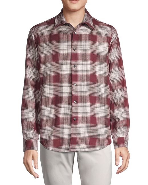 Theory Noll Plaid Flannel Relaxed Fit Shirt S