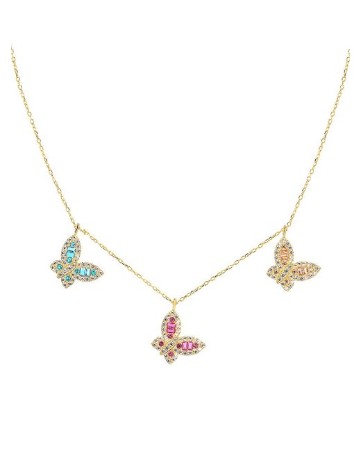Gabi Rielle 14K Goldplated Sterling Cubic Zirconia Butterfly Charm Necklace