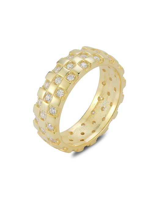 Sphera Milano 14K Goldplated Sterling Cubic Zirconia Check Band Ring 6