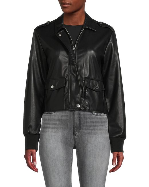 Calvin Klein Faux Leather Cropped Moto Jacket XL