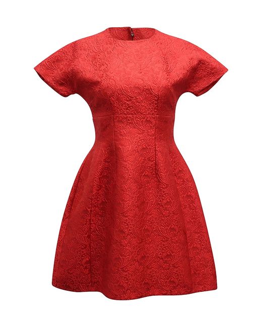 Dolce & Gabbana Dolce Gabbana Jacquard Short Sleeve Flare Dress In Cotton L