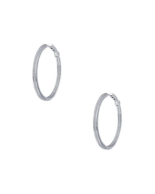 Lafonn Classic Platinum Plated Sterling Simulated Diamond Hoop Earrings