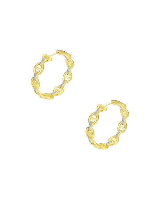 Lafonn Paperclip Two Tone Plated Sterling Simulated Diamond Hoop Earrings