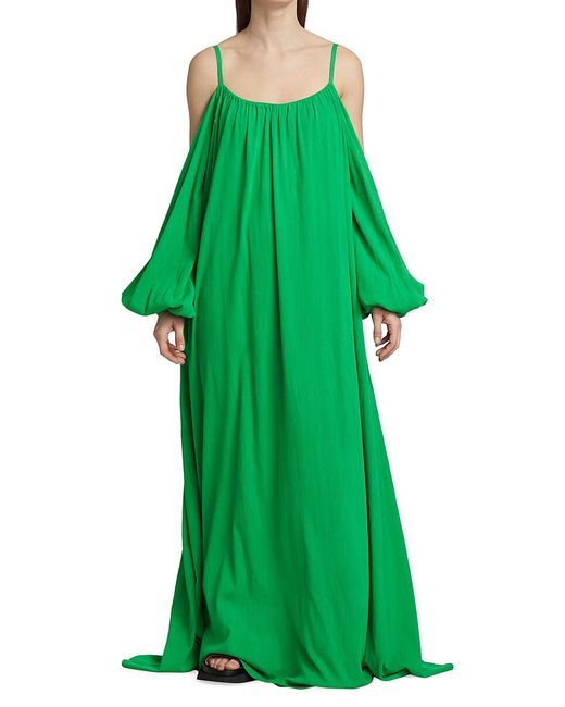 Deveaux New York Paloma Exposed Shoulder Puff Sleeve Maxi Dress