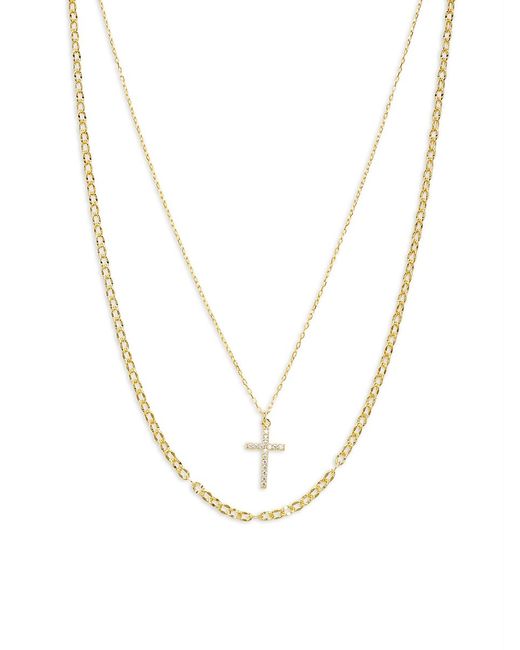 Argento Vivo 18K Yellow Goldplated Sterling Cross Pendant Layered Necklace