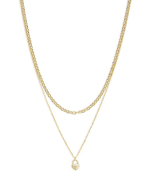 Argento Vivo 18K Yellow Goldplated Sterling Heart Layered Chain Necklace