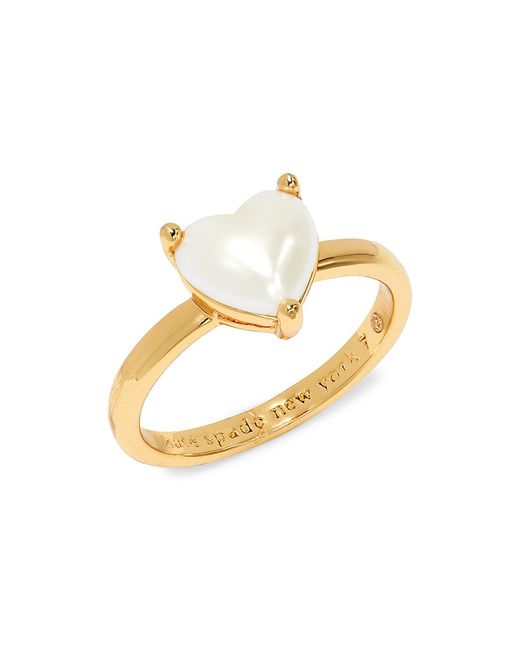 Kate Spade New York Goldtone Faux Pearl Heart Ring