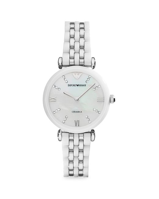 Emporio Armani 32MM Two Tone Creamic Stainless Steel Crystal Bracelet Watch