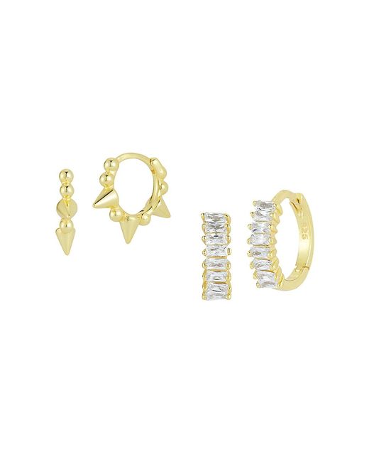 Chloe & Madison 2-Piece 14K Goldplated Sterling Cubic Zirconia Huggie Earrings Set