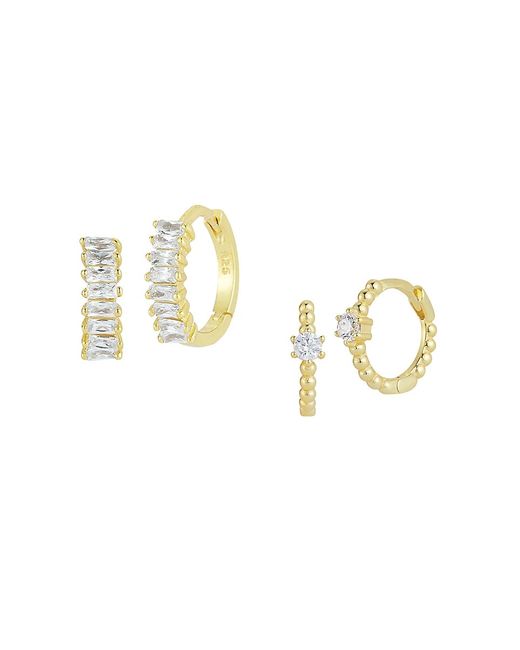Chloe & Madison 2-Piece 14K Goldplated Sterling Cubic Zirconia Huggie Earrings Set