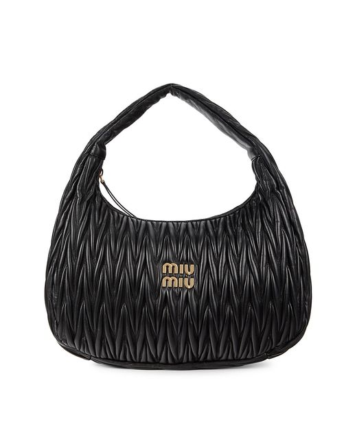 Miu Miu Wander Leather Hobo Shoulder Bag