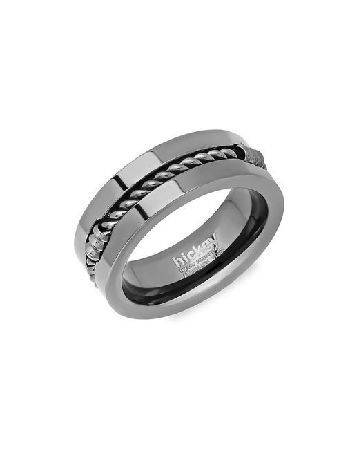 Hickey Freeman Stainless Steel Twisted Inlay Ring